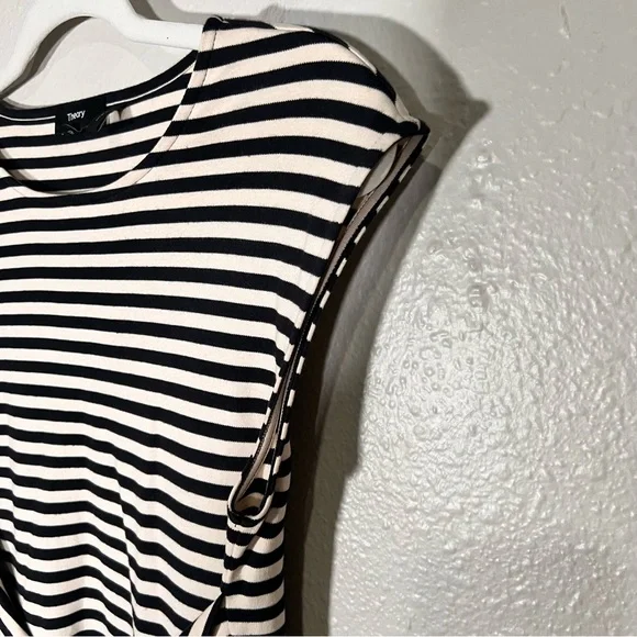 THEORY Clinton Stripe Sleeveless Twist-Front Dress Pima Cotton Size Small Petite - Picture 8 of 16